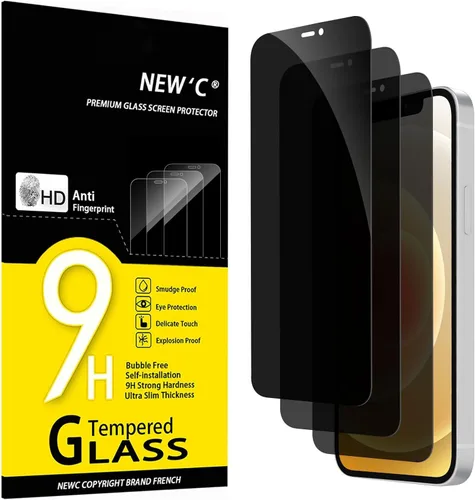 Vista 16 de NEW'C Paquete de 3 protectores de pantalla diseñados para iPhone 12 Pro Max (6.7 pulgadas), protección de vidrio templado mejorada, compatible