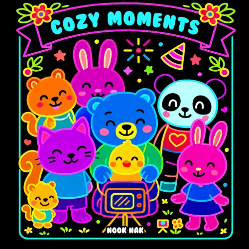 Cozy Moments Black Paper Coloring Book Cute Animals for Neon Pens and Gel Markers