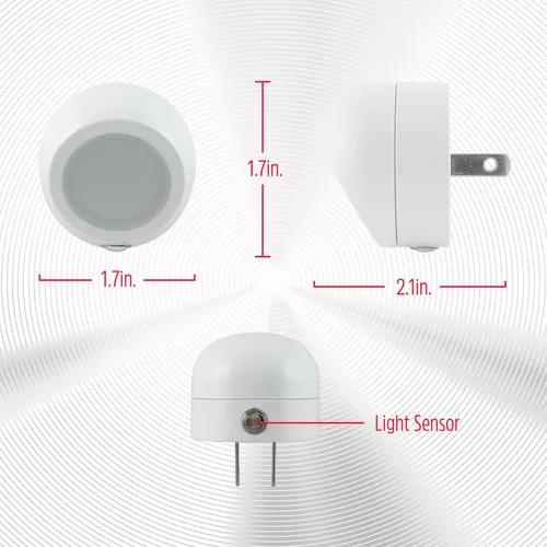 Vista 6 de Energizer Luces nocturnas giratorias LED que se enchufan a la pared, sensor del atardecer al amanecer, decoración del hogar, artículos esenciales
