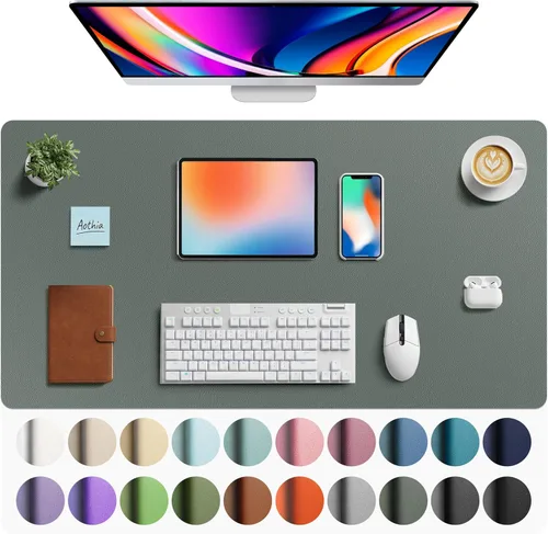 Vista 131 de Aothia - Protector de escritorio de cuero sintético impermeable y antideslizante para laptop, escritura y mouse, para oficina y hogar, 23.6 x 13.7
