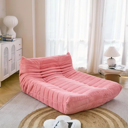 Vista 8 de N&V Fireside - Tumbona de piso sin brazos de mediados de siglo, sofá de pana suave de alta calidad, sofá de espuma para sala de estar, dormitorio