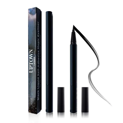 Vista 2 de Delineador de ojos autoadhesivo líquido negro para pestañas postizas y pestañas magnéticas, sin imanes, no necesita pegamento, delineador mágico