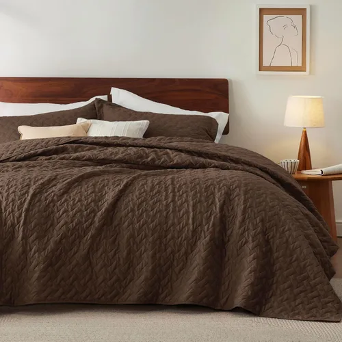 Vista 79 de Bedsure Colchas de tamaño Queen – Colchas ligeras tamaño Queen con patrón de tejido de canasta, ropa de cama suave, edredón de rosa polvorienta