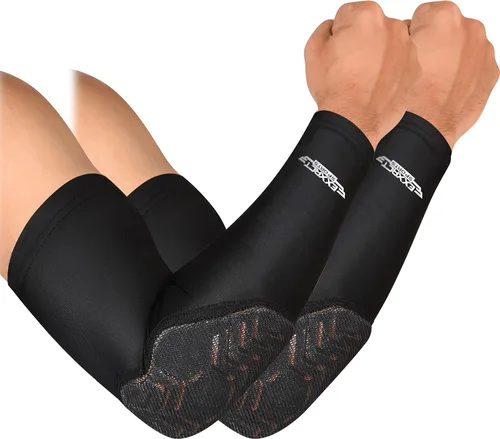 Vista 7 de Exxact Sports Codera de compresión para brazo, manga acolchada para codo para hombres, coderas de voleibol (1 par)
