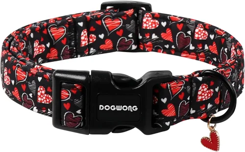 Vista 33 de DOGWONG Collar de perro de San Valentín, collar de perro con estampado de corazones para perros grandes, lindos collares de primavera, hembra