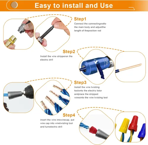 Vista 3 de Luckyway - Pelacables para taladro con herramienta profesional de pelado y torsión de cables, herramienta de torsión de cables para taladro