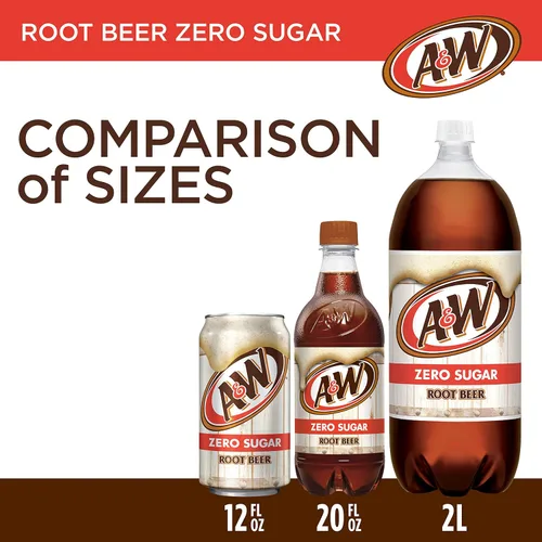 Vista 5 de A&W Zero Sugar Root Beer Soda, latas de 12 fl oz, paquete de 12