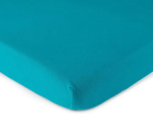 Vista 17 de SheetWorld Sábana bajera ajustable para cuna de algodón 100% de 28 x 52 pulgadas, color azul bebé, fabricada en Estados Unidos