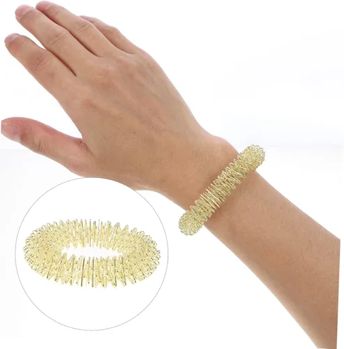 Vista 5 de 2 pulseras chinas, anillo de pulsera, brazaletes de muñeca, pulsera de masaje de muñeca, pulseras sensoriales puntiagudas, anillo de metal, anillo