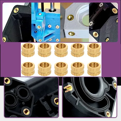 Vista 7 de MroMax Tuercas de inserción moleteadas M3 de 0.197 in (OD) x 0.197 in de alto, tuercas moleteadas de rosca hembra Tuercas de inserción roscadas