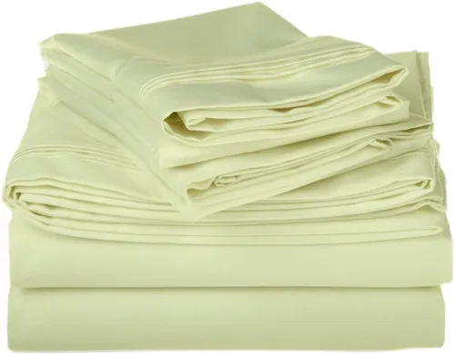 Vista 2 de LinenHouse Hotel Bedding Product - Juego de sábanas de 500 hilos, 100% algodón egipcio, tamaño individual, 4 piezas, con sábana bajera ajustable