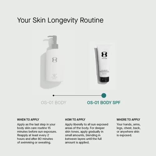 Vista 5 de OneSkin Body SPF OS-01 - Protector solar mineral de amplio espectro SPF 30+, protege la piel del envejecimiento UV y resistente al agua, incluye