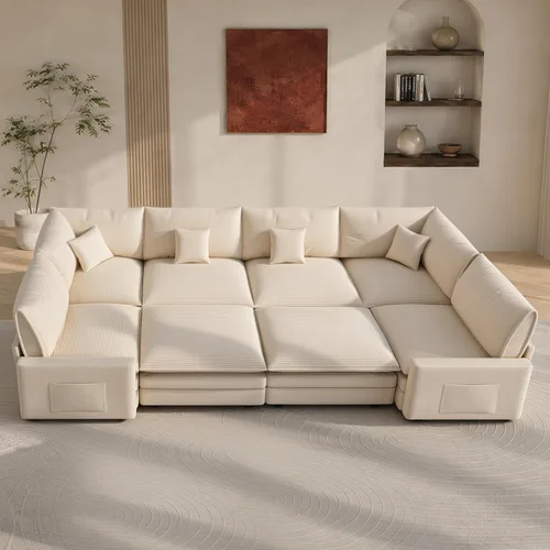 Vista 52 de Sofá seccional modular de 107", sofá de nube en forma de L con otomana Negro