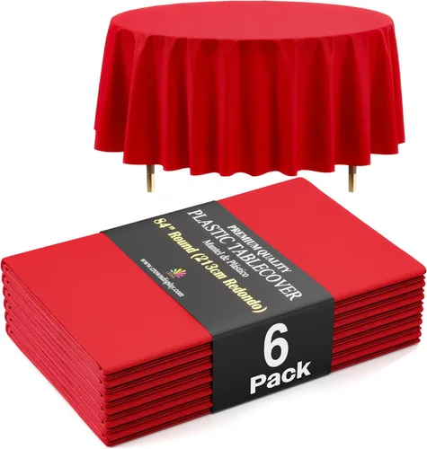 Vista 53 de Exquisite 66% Thicker Premium Aqua Round Tablecloth 0.5 Mil 6 Pack Plastic Table Cloth Disposable 84 Inch Round Plastic Tablecloth Won't Tear Easily
