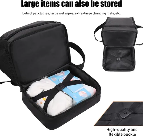 Vista 4 de Bolsa de artículos de aseo para perros y gatos, compartimentos ajustables para montar en la pared, bolsa de aseo para mascotas, bolsa de aseo