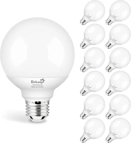 Vista 9 de Paquete de 8 Bombillas de Luz para Baño con Base E26 de 3000K Blanco Suave, Bombillas LED Globo G25 Equivalente a Incandescente de 60 Vatios
