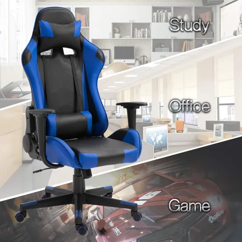 Vista 108 de Modern-Depo Black Virgo Zodiac - Silla de juegos con diseño ergonómico, giratorio y reclinable ajustable, capacidad de carga de 330 libras