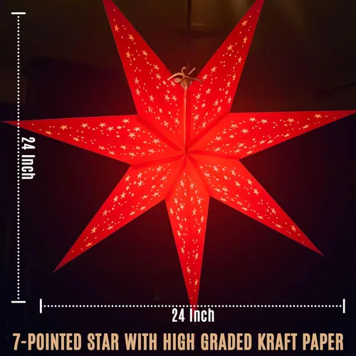 Vista 2 de GalaxyArts - Naxatra (blanco mediano 7 puntas) - Linterna de estrella de papel