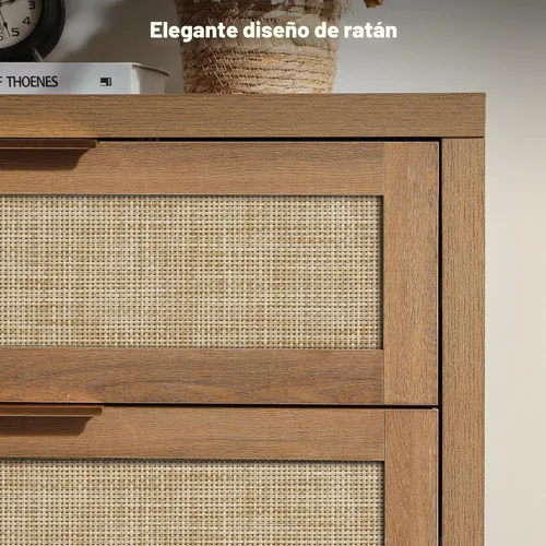 Vista 6 de SICOTAS Cómoda de ratán para dormitorio, cómoda de 57 pulgadas de ancho con 6 cajones con amplio almacenamiento, cómoda grande, armario, soporte