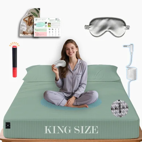 Vista 25 de Ali King Sábanas de Conexión a Tierra - Tamaño Individual, Algodón Suave con Fibra de Plata, Bolsillo Profundo de 15 Pulgadas, Sábanas Ajustables