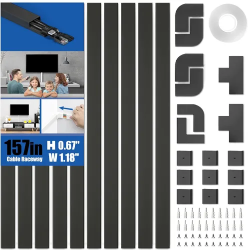 Vista 19 de Delamu Ocultador de cables, cubiertas de alambre de 157 pulgadas para cables en la pared, ocultador de cables premium cubiertas de cables