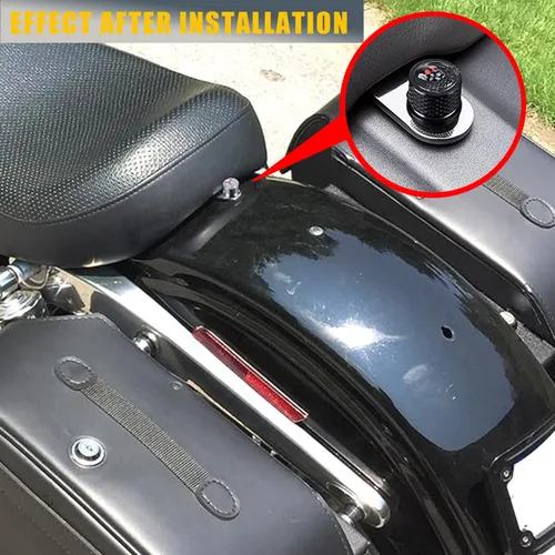 Vista 4 de Tornillo de perno de asiento de guardabarros trasero 1/4"-20 Rosca para Harley Dyna Fatbob Sportster CVO Softail Touring 1996-2024 (negro)