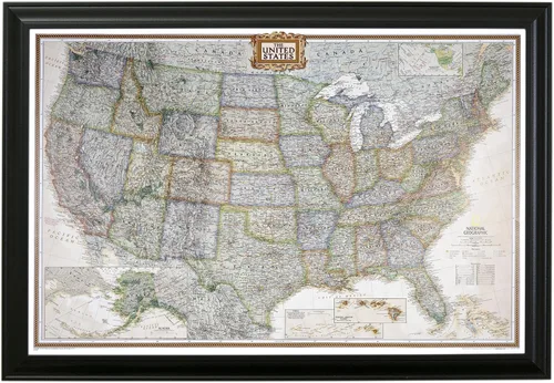 Vista 26 de Póster de lienzo enrollado personalizado con mapa de EE.UU. como arte de pared con chinchetas – Mapa ejecutivo grande de 24" x 36" de EE.UU.