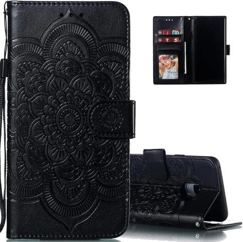 LEECOCO - Funda para Galaxy S9 con diseño de mandala en relieve de piel sintética de lujo, cartera con tapa para cuaderno, soporte magnético, ranura