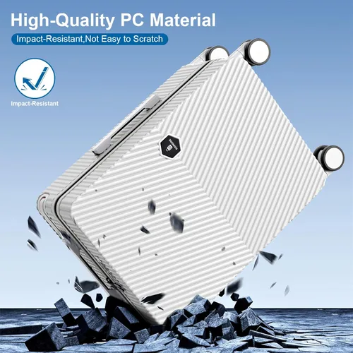 Vista 2 de Lightweight Carry On Luggage 20inch Wide Handle Suitcase,Travel Luggage (03-WHITE)