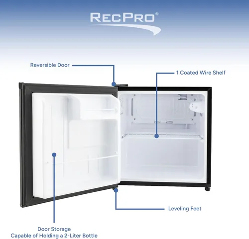 Vista 3 de RecPro Refrigerador RV de 1.7 pies cúbicos de 12 V Refrigerador compacto con puerta reversible, almacenamiento de puerta de botella de 2 litros, 7