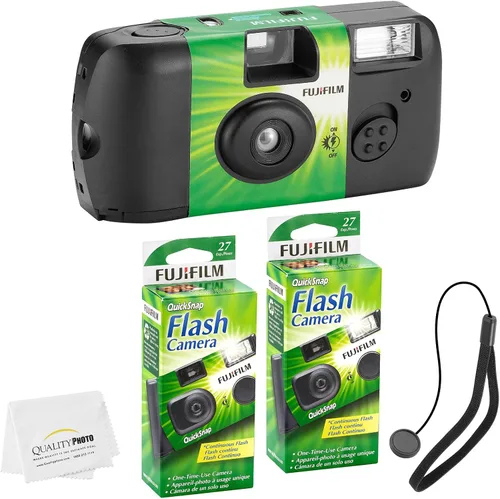Vista 11 de Cámara desechable Fujifilm QuickSnap Flash 400 de 35mm + Correa para la mano + Paño de microfibra para fotos de calidad (Paquete de 8)
