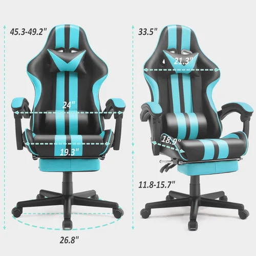 Vista 3 de Ferghana - Silla ergonómica de juego Miami Blue para adultos y adolescentes
