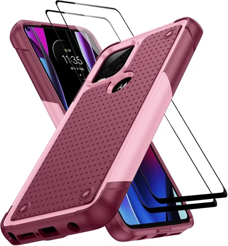 Vista 18 de Jeylly para Moto G Stylus 5G 2021 Funda con [2 Pack] Protector de Pantalla de Vidrio Templado, Protección Grado Militar Anti-Arañazos, Funda A