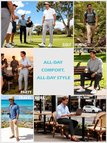 Vista 7 de Comdecevis Pantalones de golf elásticos de ajuste clásico para hombre, 30 pulgadas, 32 pulgadas, 34 pulgadas, entrepierna de secado rápido, ligeros