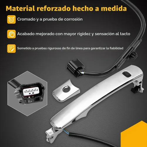 Vista 2 de Gledewen Manija de puerta exterior cromada delantera izquierda lado del conductor con cerrojo Entrada inteligente sin llave para Nissan Rogue