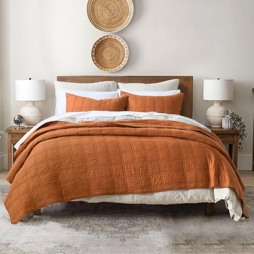 Vista 15 de HORIMOTE HOME Juego de edredón 100% algodón tamaño Queen, juego de colcha prelavada gris claro, funda de cama decorativa con costuras ligeras y 2