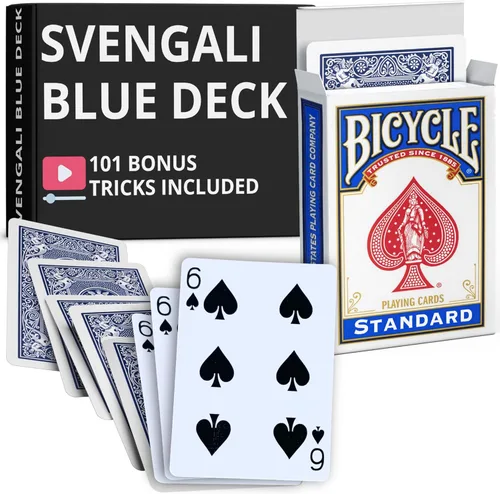 Vista 56 de Ted's Sterling Magic Precision Blue Rider Back Bicicleta Svengali Deck con instrucciones para más de 100 trucos (2 de clubes)