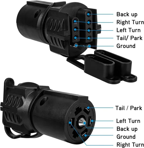 Vista 3 de Adaptador de luz de remolque, adaptador de enchufe de remolque de 7 pines a conector de 4 pines/5 pines, adaptador de remolque de 12 V, hoja plana