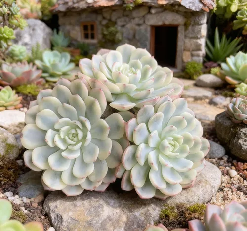 Vista 2 de Echeveria Minima - Suculenta viva abigarrada con roseta abigarrada única, hermosa planta de interior para decoración y regalos, planta