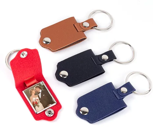 Framendino, Llavero de imagen personalizado con protección de cuero para fotos con foto personalizada para regalos de amantes de la familia