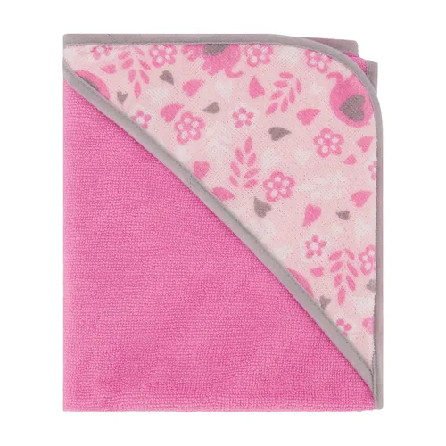 Vista 3 de Cudlie Buttons & Stitches Toallas con capucha para bebé niña, paquete de 3 en estampado de elefante floreciente, enrolladas/acartonadas, GS71729