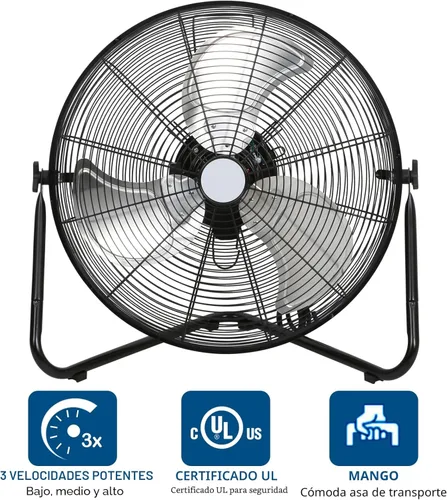 Vista 5 de BILT HARD Ventilador de piso de alta velocidad 4650 CFM de 20 pulgadas, ventilador de metal resistente de 3 velocidades con sistema de montaje