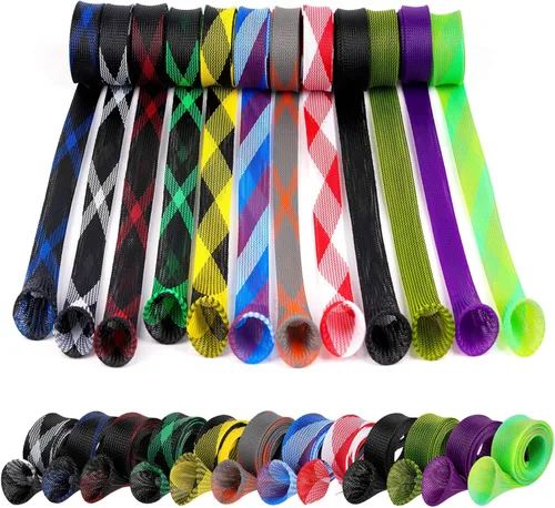 Vista 2 de 12 calcetines para caña de pescar, protector de caña de malla trenzada, fundas protectoras para caña, herramientas de pesca. Extremo plano