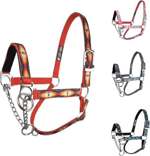 Vista 4 de Tahoe Tack Cabestro de retención de ganado superpuesto de nailon con banda nasal acolchada - 6 meses de garantía