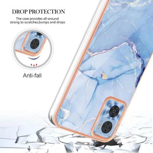Vista 5 de Funda para teléfono Moto E22 4G, funda E22i, TPU suave + patrón de mármol IMD diseño delgado mejorado para cámara y protección de pantalla
