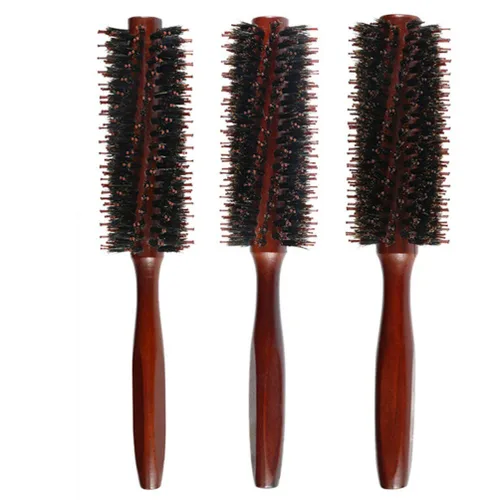 Vista 8 de 2 cepillos redondos para el cabello con cerdas de jabalí, cepillo de pelo rizado para secar, peine desenredante, peine de masaje, herramientas