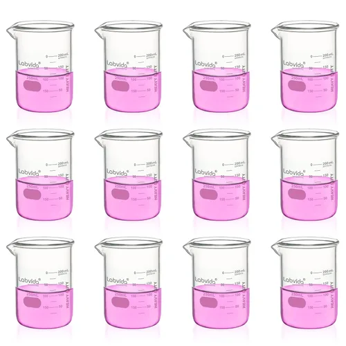 Vista 12 de LVAC002 - Juego de vasos de vidrio resistente, 10 piezas de vol.5.1 fl oz de pared gruesa, 3.3 Boro Griffin de baja forma con doble escala impresa