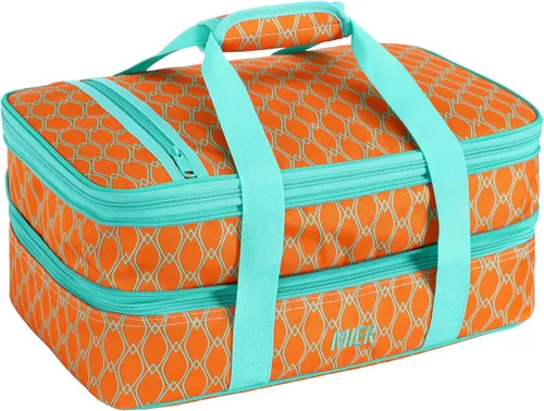 Vista 10 de MIER - Bolsa aislada doble para cacerolas con capacidad para lasaña, perfecta para fiestas de comida, picnic, playa, se adapta a platos para hornear