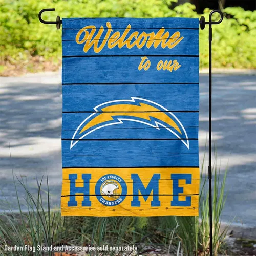 Vista 2 de WinCraft Bandera decorativa de doble cara para jardín de Los Angeles Chargers Welcome Home