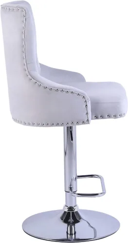 Vista 6 de Juego de 2 taburetes de bar de terciopelo con mostrador trasero, taburetes de mostrador ajustable en altura con reposapiés, moderno taburete